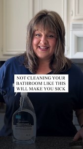 PSA: Just because your toilet LOOKS clean doesn't mean it's disinfected! 🚽 Did you know when you flush, moisture can travel up to 6 feet? That's why proper disinfection is so important in small bathroom spaces! 💦 My go-to disinfectant is hypochlorous acid - it's what our bodies naturally produce as an immune response, making it both effective and safe. Simply spray down your toilet (handle, sides, everywhere!), let it sit for at least a minute, then wipe. The result? Not just a visually clean 