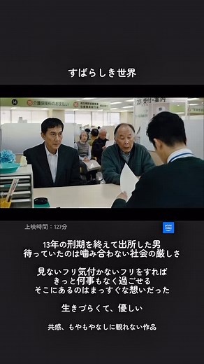 sona | 映画案内 on Instagram: "映画【すばらしき世界】 「ゆれる」「永い言い訳」の西川美和監督が 役所広司と初タッグを組んだ人間ドラマ。 これまですべてオリジナル脚本の映画を手がけたきた 西川監督にとって初めて小説原案の作品となり、 直木賞作家・佐木隆三が実在の人物をモデルにつづった小説 「身分帳」を原案に、舞台を原作から約35年後の現代に置き換え、 人生の大半を裏社会と刑務所で過ごした男の再出発の日々を描く。 #primevideo #役所広司 #仲野太賀 #長澤まさみ #六角精児 #映画 #映画紹介 #movie #film #영화 #电影 #おすすめ"