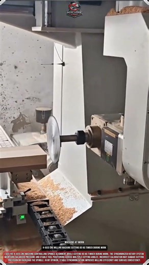 4-Axis CNC Milling Machine Cutting 80 kg Timber During Work