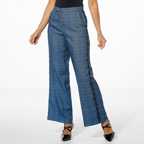 C Wonder Glen Plaid 2-Tone Wide Leg Trouser | HSN