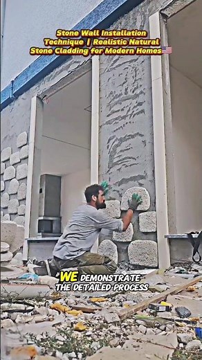 Stone Wall Installation Technique | Realistic Natural Stone Cladding for Modern Homes🇺🇸