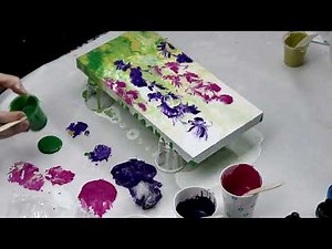 (812) How to Paint Beautiful Flowers with the Saran Wrap Dip Technique of Acrylic Pour Painting