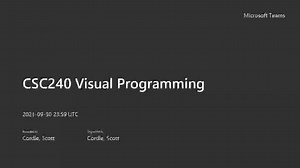 CSC240 Visual Programming, Week 1 - part 2