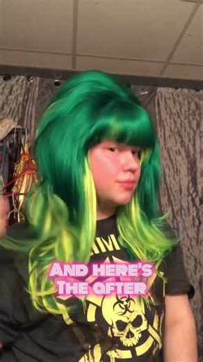 Cheap Wig Transformation 💚 #dragqueen #spirithalloween #wigtransformation #hairstyle #lgbt