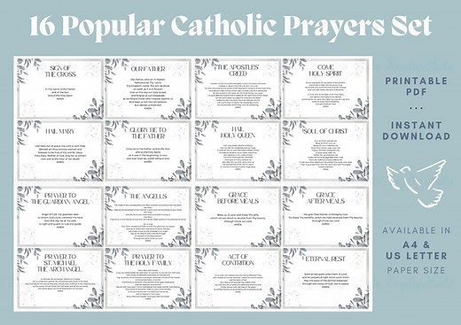Catholic Prayer Cards | Printable Religious Gift (PDF Download) - Etsy