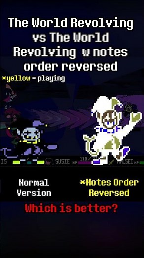 The World Revolving Notes Order Reversed Version Comparison part 1 #undertale #deltarune