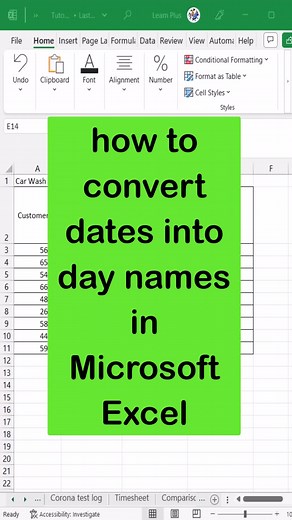 Working with Dates in Excel | how to convert dates into day names in Microsoft Excel #learnexcelontiktok #exceltipsandtricks #dateandtime