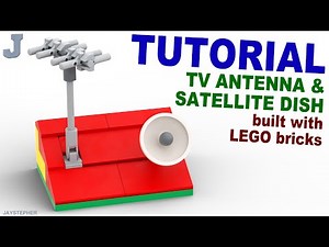 LEGO Tutorial How To Make An Antenna And Satellite Dish For A 30-Degree Slope Roof