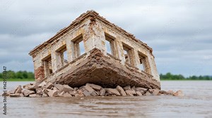 A structure flooded due to a natural disaster, such as an earthquake, flash flood, or tsunami.
