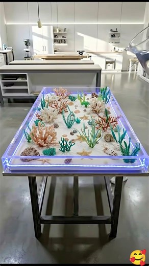 Ocean Reef Epoxy Table 🌊 Hidden LED Underwater Glow