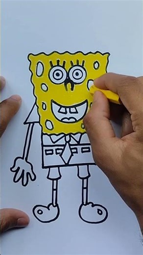How To Draw SpongeBob SquarePants Step By Step | Easy Cartoon Drawing Tutorial #shorts #drawing