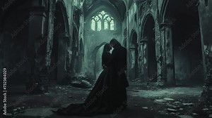 two person in the medieval monastery