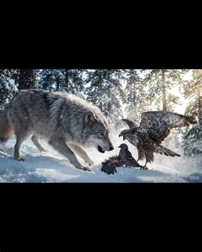 Wolf Protects Tiny Bird from Hawk – Unbelievable Moment! #trending #wildlife #viral #viralvideo