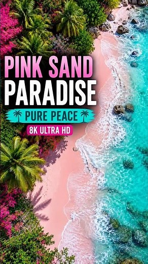 Pink Sand Beach Paradise 🌴🌊 | Relaxing Tropical Ocean 8K #Shorts