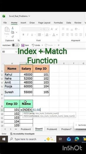 How to use index Match Function in excel #shorts