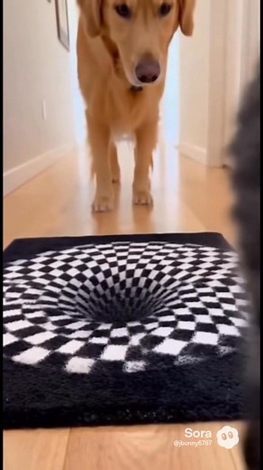 Dog is confused as cat walks across vortex rug | Stitch&Co