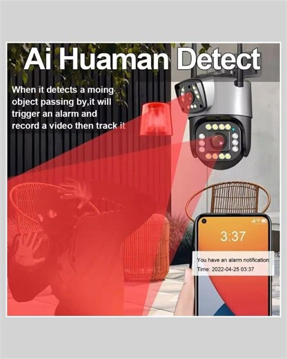 TP Plus 6MP WiFi Dual Lens Outdoor PTZ CCTV Camera 360 Degree View Night Vision