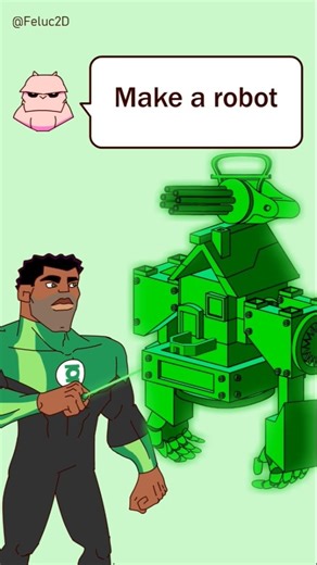 Green Lanterns making a robot