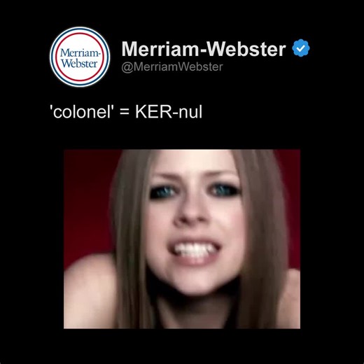 When the Italian word ‘colonello’ was taken into French, it became ‘coronel’; and the word was borrowed by the English from the French. ‘Colonel’ later became the spelling to reflect its Italian origin, but by then the pronunciation with ‘r’ was well established. #etymology #avrillavigne