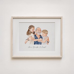 Personalized Grandfather Portrait, Hand-drawn Artwork, Custom Grandpa Gift for Birthday, Father's Day Gift for Grandad, Gift From Grandkids - Etsy