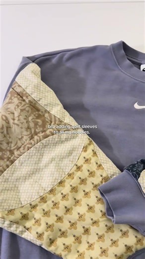 i love adding quilt sleeves to my sweaters.✂️🪻✨#sewing #upcycle #quilted