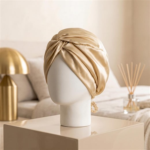 Gold Satin Turban Bonnet, Double Layer Hair Wrap for Women, Alopecia Protection - Etsy
