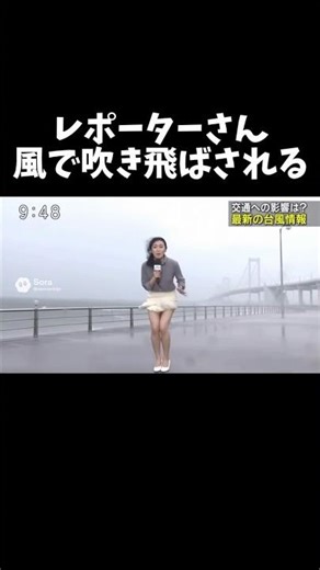 Reporter blown away by the wind #FemaleAnnouncer