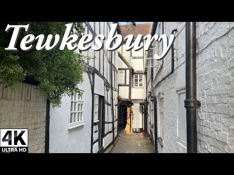 Norman Abbey, Medieval alleys & waterways in Tewkesbury | English town 4k walk