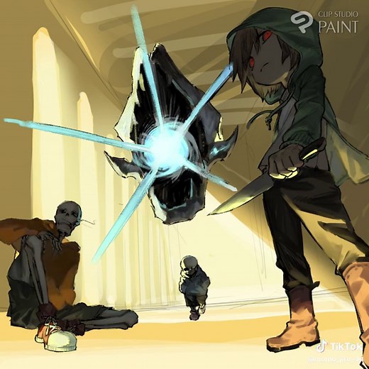 Bad Time Trio Illustration Making Process | Undertale AU