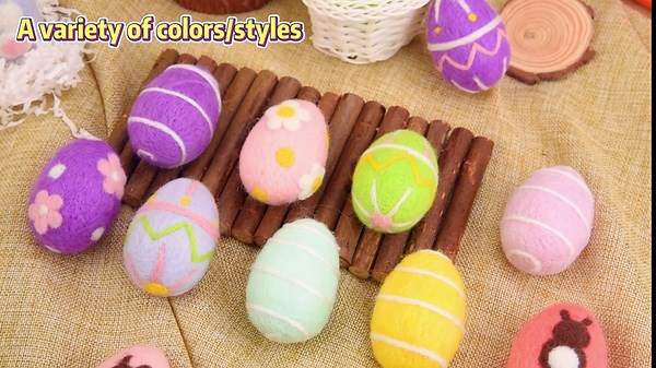 16 Pcs Easter Felted Eggs Bulk Basket Decor,Large Pastel Easter Egg Wool Felt Spring Crafts Tree Hanging Ornaments for Easter Egg Hunt Surprise Egg Party Tiered Tray Decor Classic Rabbit