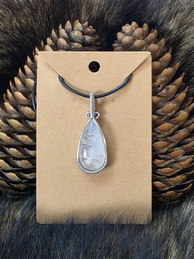 Moonstone Wire Wrapped Pendant Necklace - Etsy