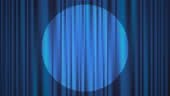Blue stage curtain with animated stage light on a white background