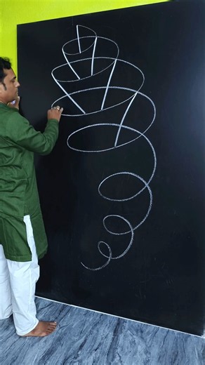 How to Draw an Amazing Abstract Chalk Art 🤍 | Easy Blackboard Drawing #short #art #drawing