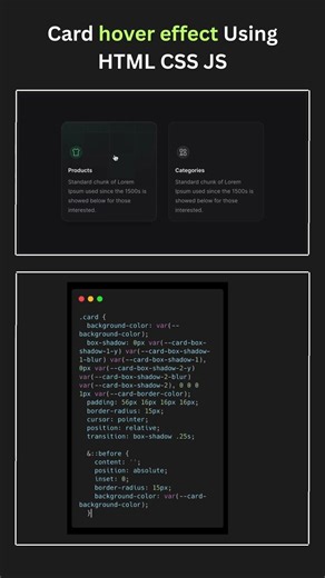 Card hover effect Using HTML CSS JS