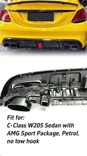 Carbon Style LED Diffuser w/ Exhaust Tips for Mercedes W205 Sedan C300 C43 AMG 2015-2021 di12 di12
