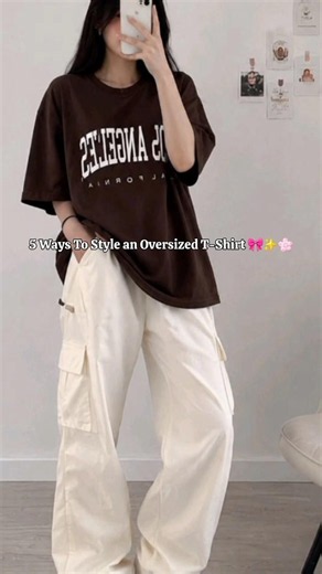5 Ways to style an Oversized T-Shirt ✨️🤍#spedup #nightcore #dance #editaudio #booktok #short