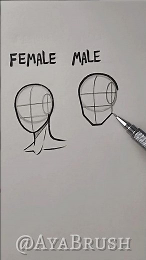 How to draw Male & Female Head Tutorial ✏️ #drawing #tutorial #howtodraw #head #sketch #fypシ゚viral