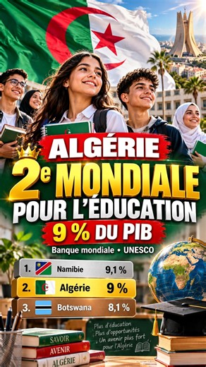 🇩🇿📚 L’Algérie 2e mondiale pour les dépenses d’éducation