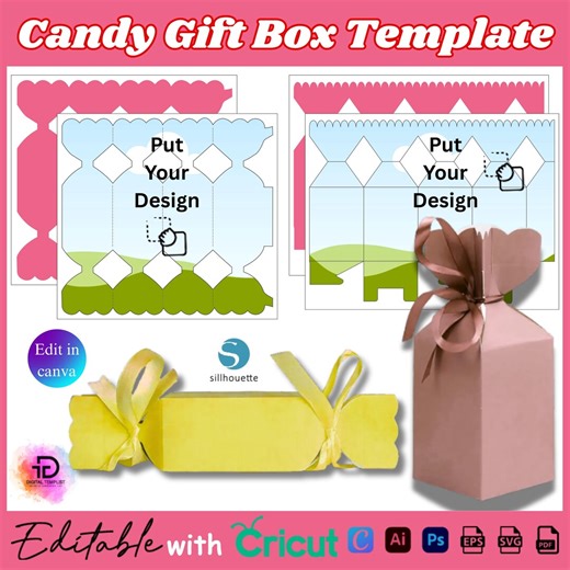 Candy Box Template, Candy Gift Box Template, Party Box, Candy Shaped Box, Cracker Template Christmas Gift Wrap, Candy Box SVG, DIY Candy Box - Etsy
