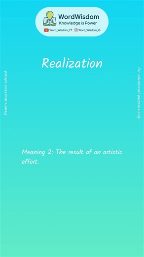 What does "Realization" mean? | English vocabulary shorts | #realization #wordwisdom