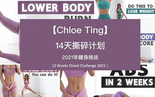 【Chloe Ting】14天撕碎计划，2021年健身挑战，每天30分钟，练腹肌，打造翘臀，核心力量增强！