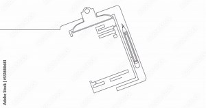 Self drawing line animation Clipboard with gear cogwheel Technical support check list continuous one single line drawn concept video