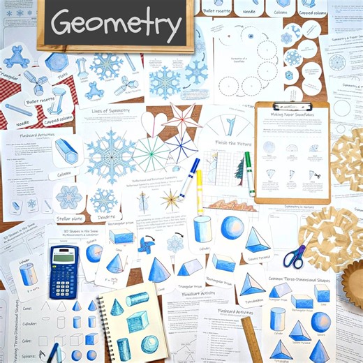 Winter Geometry Unit: Snowflakes, Symmetry, 3D Shapes (PDF) - Etsy