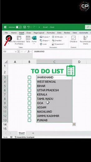 How to Create To-do list in MS Excel 🙌#excel