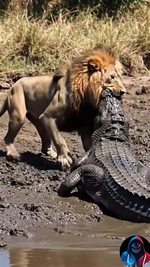 Lion Vs Alligator || #wildlife #animals #youtubeshorts