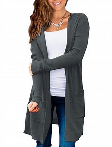 FOLUNSI Women's Open Front Cardigan Hoodie Sweaters with Pockets S-XL