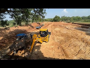 JCB Excavator Heavy Duty Work at Construction Site