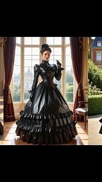 Mature governess in leather victorian dress #victorian #leather #fashion