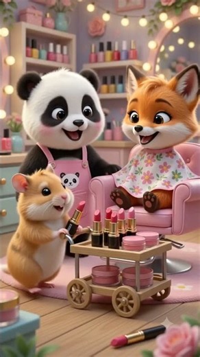 🐼💄 Panda's cutest makeup session ever! 🦊✨😍When your bestie is your makeup artist! 💕