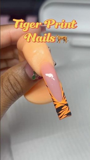 Easy Tiger Print Nail Art for Beginners! 🐯✨ #shorts #explorepage #nailinspo #animalprintnails